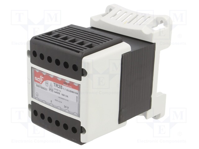 Transformer: mains; 160VA; 400VAC; 24V; Leads: terminal block; DIN