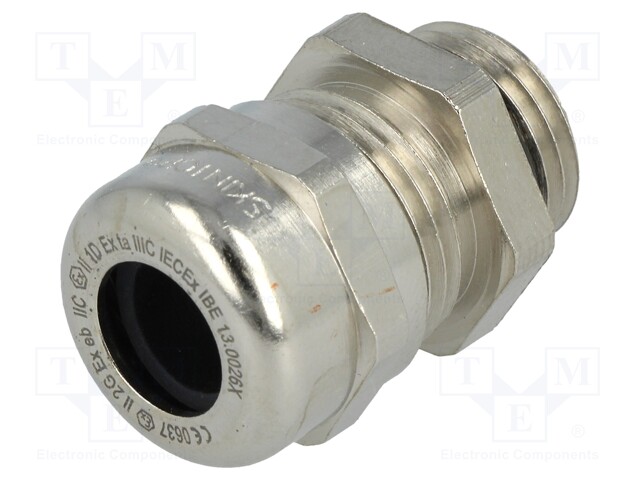 Cable gland; M16; IP68; Mat: brass; Body plating: nickel