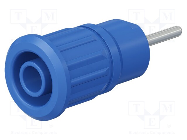 Socket; 4mm banana; 24A; 1kV; L: 35.5mm; blue; nickel plated