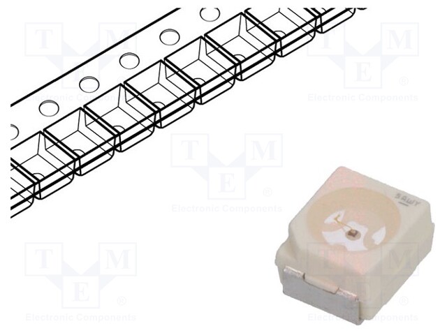 LED; SMD; 3528,PLCC2; yellow; 20÷30mlm; 5.6÷14mcd; 3.4x3x2.1mm