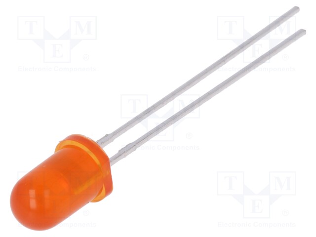 LED; 5mm; orange; 20÷45mcd; 30°; Front: convex; No.of term: 2