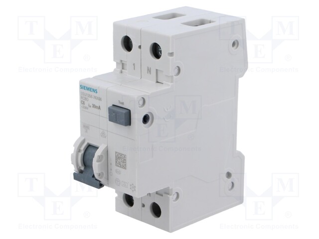 RCBO breaker; Inom: 6A; Ires: 30mA; Poles: 1+N; 230/400VAC; DIN; IP20