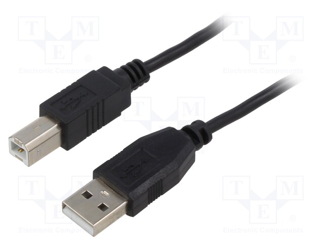 Cable; USB 2.0; USB A plug,USB B plug; 5m; grey