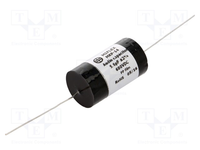 Capacitor: polypropylene; 5.6uF; 600VDC; ±2%; Ø28x42mm; -25÷85°C