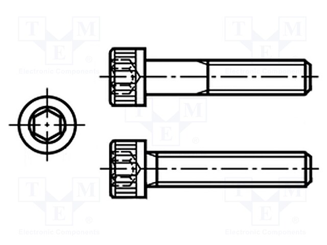 Screw; 1/4"x7/8"; DIN: 912; Head: knurled,cheese head; imbus; steel