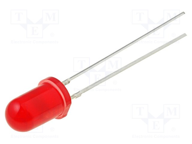 LED; 5mm; red; 100÷150mcd; 30°; Front: convex; without flange