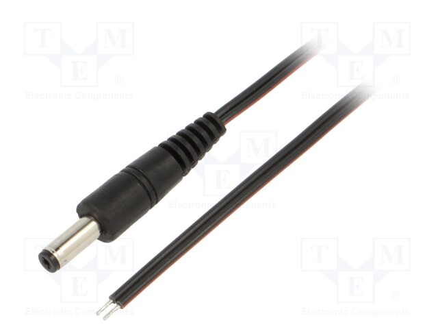 Cable; wires,DC 4,8/1,7 plug; straight; 0.35mm2; black; 0.5m