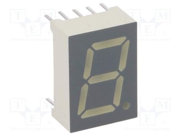 Display: LED; 7-segment; 13.2mm; 0.52"; No.char: 1; green; cathode