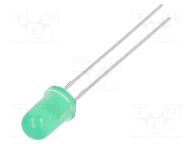 LED; 5mm; green; 8÷20mcd; 30°; Front: convex; No.of term: 2