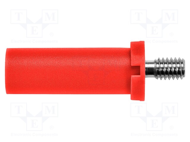 Plug; 4mm banana; 32A; red; 31mm; Plating: nickel plated