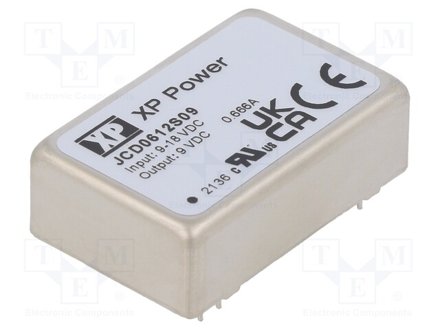 Isolated Board Mount DC/DC Converter, 2:1 Input, ITE, 1 Output, 6 W, 9 V, 666 mA