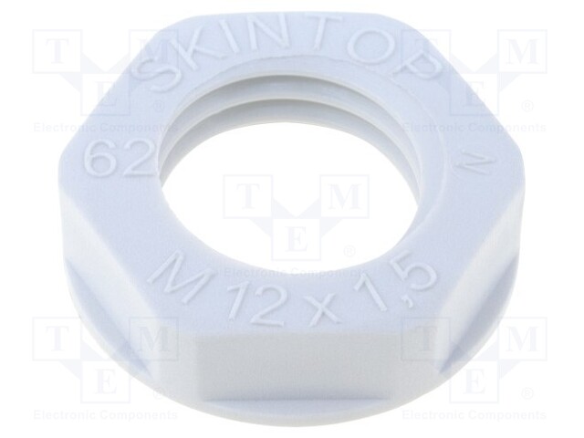 Nut; M12; halogen free; polyamide; UL94V-0; 17mm; grey; -20÷100°C