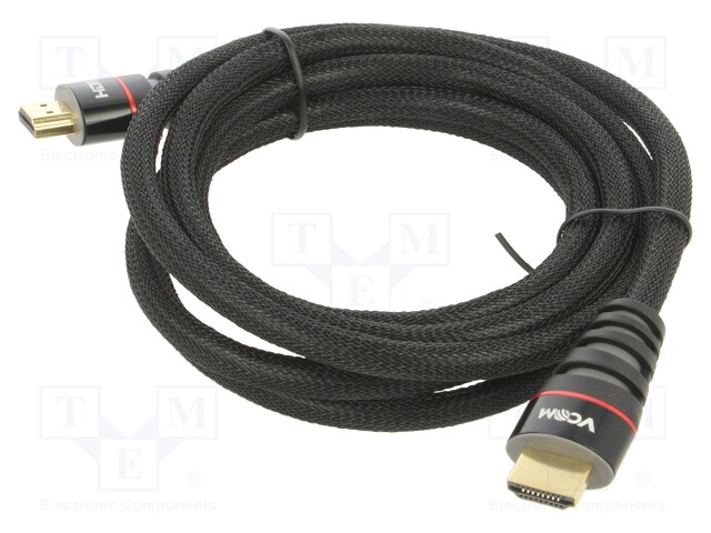 Cable; HDMI 1.4; HDMI plug,both sides; polyamide; 1.8m; black