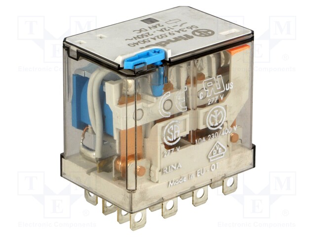 Relay: electromagnetic; 4PDT; Ucoil: 24VDC; 12A/250VAC; 12A/30VDC