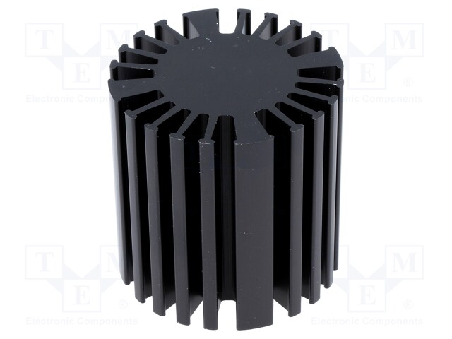 Heatsink: cast; LED; black; H: 50mm; aluminium; anodized; Ø: 50mm