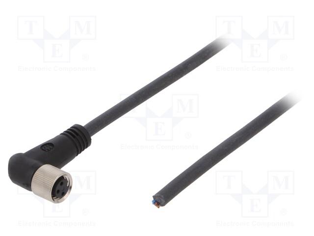 Connection lead; M8; PIN: 3; angled; 10m; plug; 60VAC; 4A; -25÷80°C