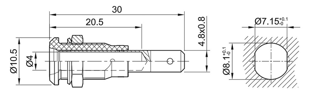 Socket; 4mm banana; 25A; violet; gold-plated; Overall len: 30mm