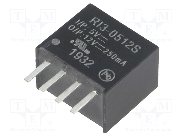 Converter: DC/DC; 3W; Uin: 4.5÷5.5V; Uout: 12VDC; Iout: 250mA; SIP4