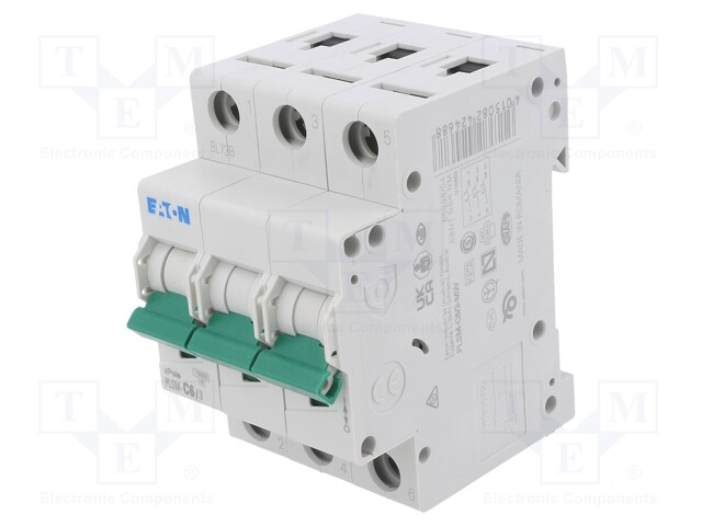 Circuit breaker; 230/400VAC; Inom: 6A; Poles: 3; DIN; Charact: C