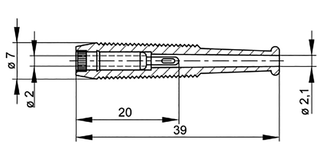 Connector: 2mm banana; socket; 6A; 60VDC; Overall len: 39mm; white