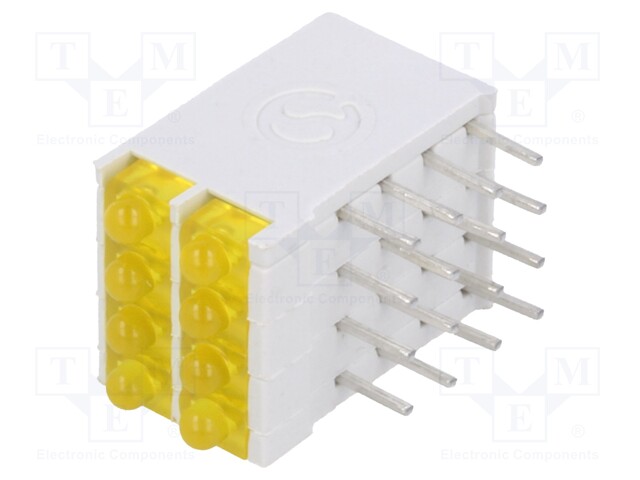 LED; in housing; yellow; 1.8mm; No.of diodes: 8; 10mA; 38°; 2.1V