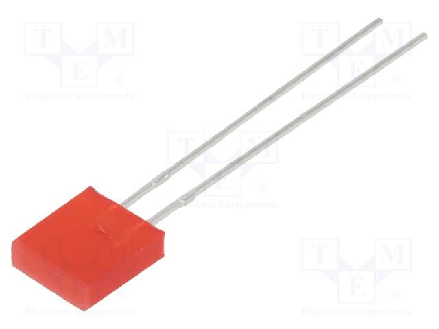 LED; rectangular; 2x7x8mm; red; 9mcd; 80°; Front: flat; 20mA; 2÷2.8V