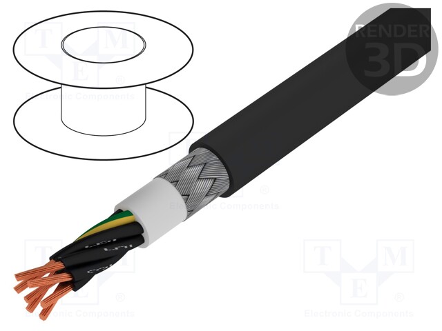 Wire; BiT 1000 CY FR; 4G1,5mm2; tinned copper braid; PVC; black