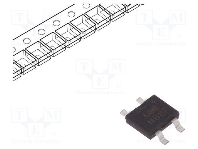 Single-phase bridge rectifier; Urmax: 800V; If: 0.5A; Ifsm: 35A