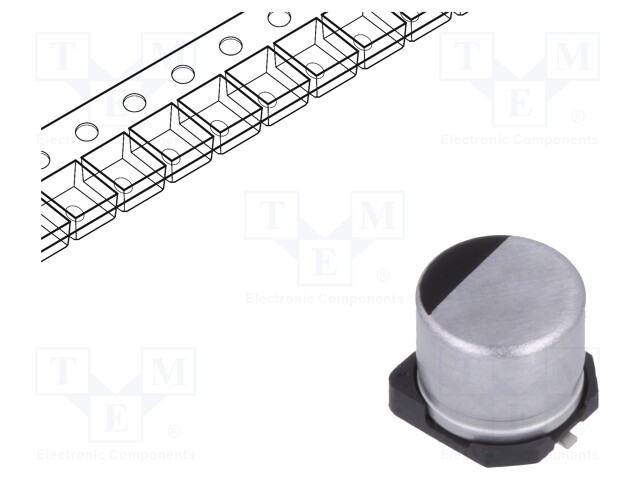 Capacitor: electrolytic; low impedance; 100uF; 25VDC; Case: D; FT