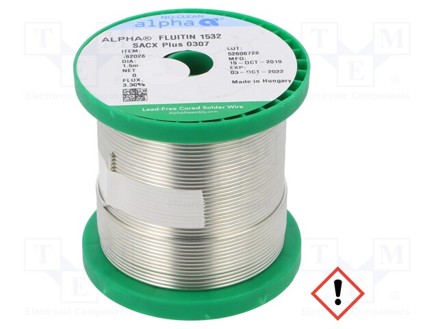 Soldering wire; Sn99Ag0,3Cu0,7; 1.5mm; 500g; lead free; 217÷228°C