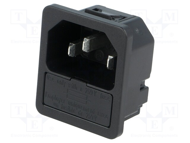 Connector: AC supply; socket; male; 10A; 250VAC; IEC 60320; max.3mm