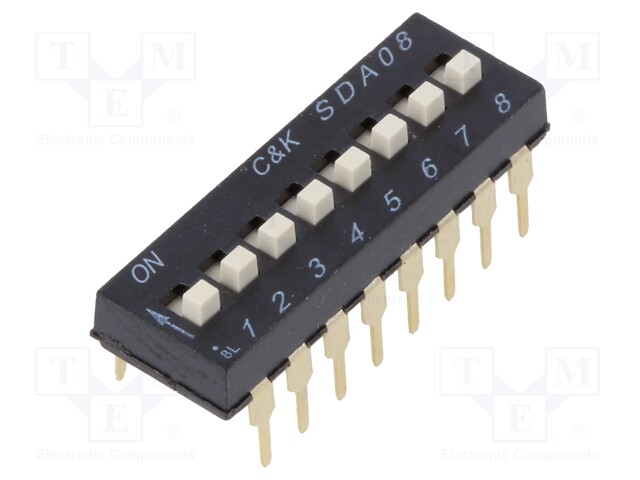 Switch: DIP-SWITCH; Poles number: 8; ON-OFF; 0.025A/24VDC; Pos: 8