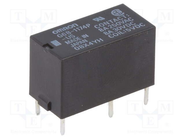 Relay: electromagnetic; SPST-NO; Ucoil: 5VDC; 8A/250VAC; 8A/30VDC