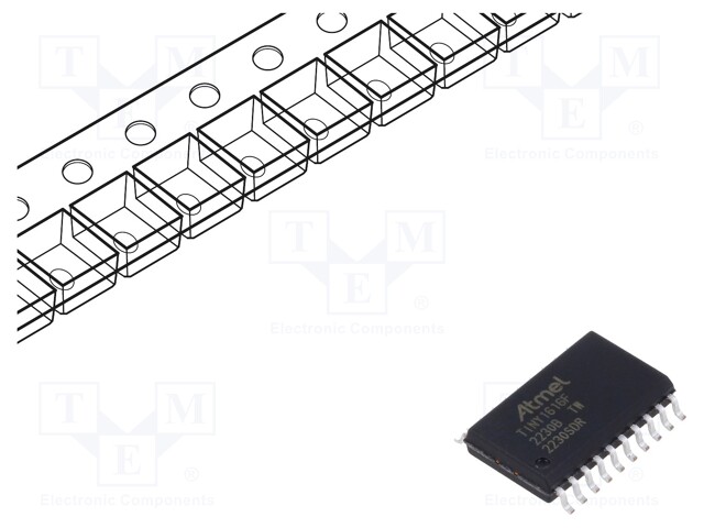 AVR microcontroller; EEPROM: 256B; SRAM: 2kB; Flash: 16kB; SO20