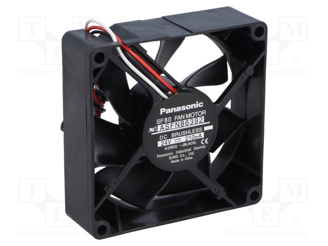 Fan: DC; axial; 24VDC; 80x80x25mm; 72m3/h; 35dBA; ball bearing