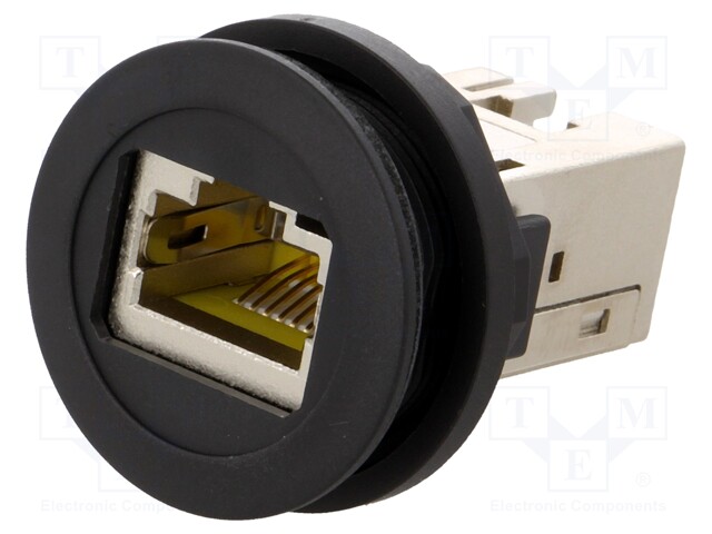 RJ45 socket; 22mm; har-port; -25÷70°C; Ø22.3mm; IP20; Colour: black