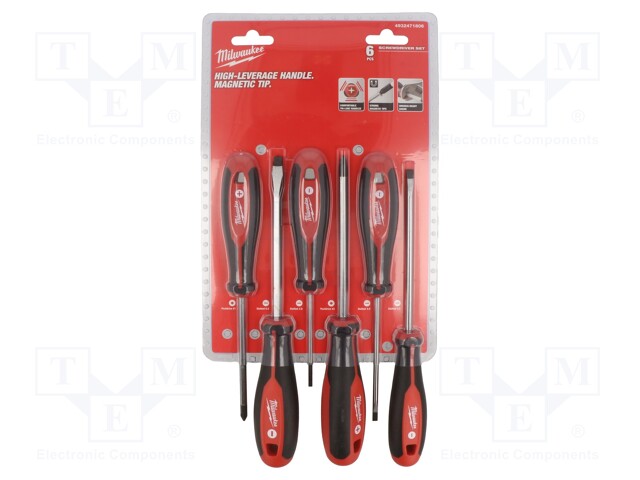 Kit: screwdrivers; Pozidriv®,slot; 6pcs.