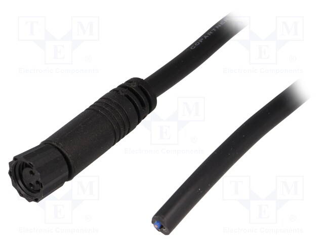 Connector: M8; 2m; female; PIN: 3; straight; plug; 3A; 60V; IP67