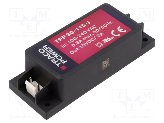 Converter: AC/DC; 30W; Uout: 15VDC; Iout: 2000mA; 90.5%; 85÷264VAC