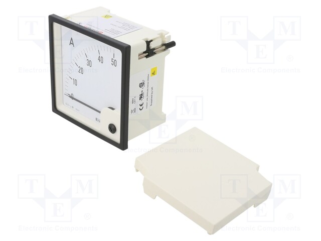 Meter: panel; analogue; 0÷50A; Class: 1,5; IP52; panel; 96x96mm