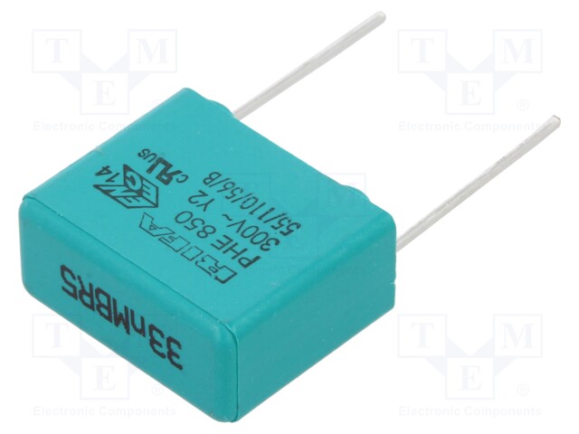 Capacitor: polypropylene; 33nF; 8x15x18mm; THT; ±20%; 15mm; 300VAC