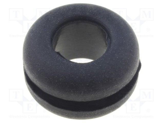 Grommet; Ømount.hole: 9mm; Øhole: 6mm; rubber; black