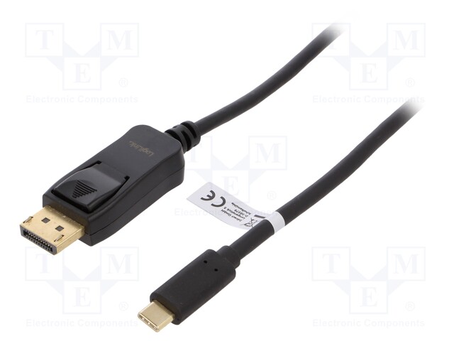 Adapter; DisplayPort plug,USB C plug; 1.8m; Colour: black