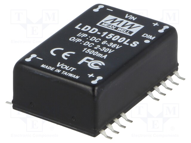 Converter: DC/DC; 45W; Uin: 6÷36V; Uout: 2÷30VDC; Iin: 1450mA; 12.8g