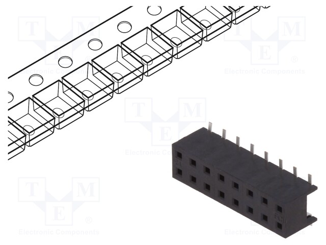 Socket; wire-board; female; Minitek; 2mm; PIN: 16; SMT; on PCBs; 2A