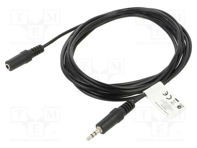 Cable; Jack 3.5mm 3pin socket,Jack 3.5mm 3pin plug; 3m; black