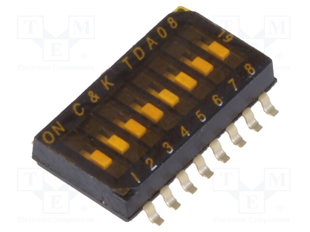 Switch: DIP-SWITCH; Poles number: 8; OFF-ON; 0.025A/24VDC; Pos: 2