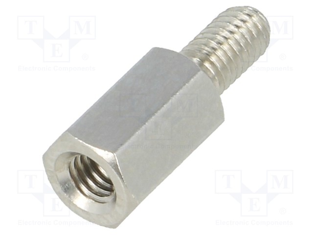 Screwed spacer sleeve; Int.thread: M3; 8mm; Ext.thread: M3; brass