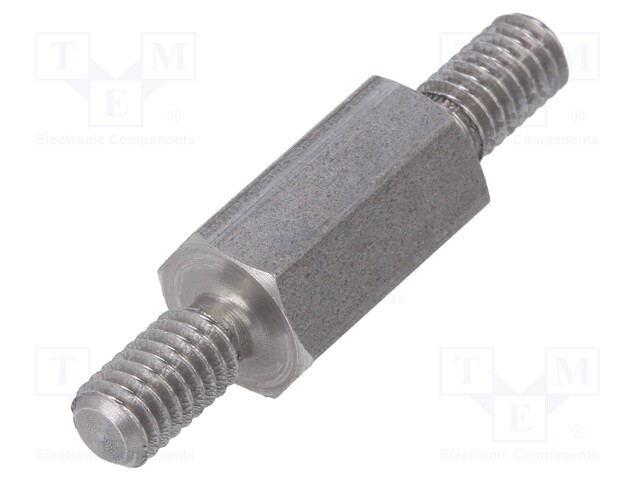 Screwed spacer sleeve; 12mm; Ext.thread: M4; hexagonal