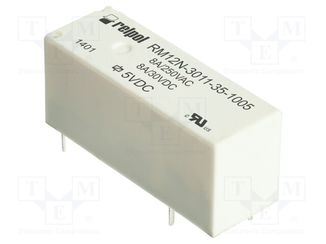 Relay: electromagnetic; SPDT; Ucoil: 5VDC; 8A/250VAC; 8A/28VDC; 10A